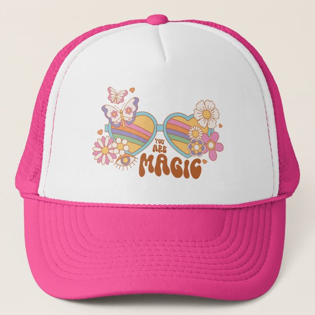 Casquette Retro Daisy, Rainbow et Butterflies Citation (Devant)