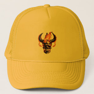 Casquette Retro Dead Burning Crâne avec corne en feu