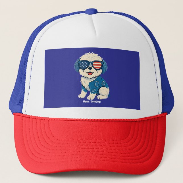 Casquette Retro Funny Denim Patch mignonette chien animal de (Devant)