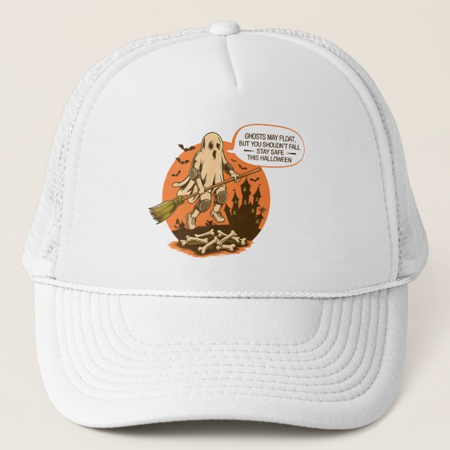 Casquette Retro Halloween Ghost Safety - Restez en sécurité (Devant)