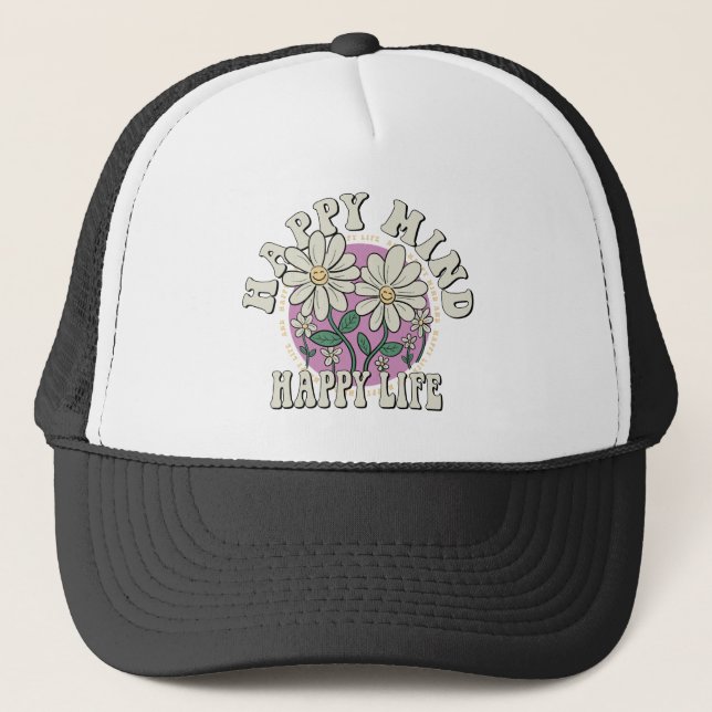 Casquette Retro Happy Mind Happy Life (Devant)
