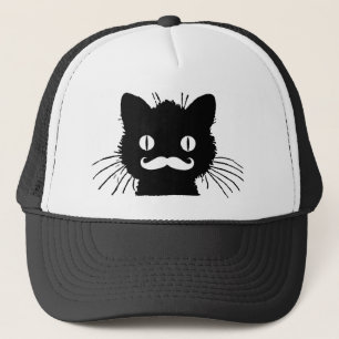 CASQUETTE RÉTRO MOUSTACHE DRÔLE SUR KITTY NOIR