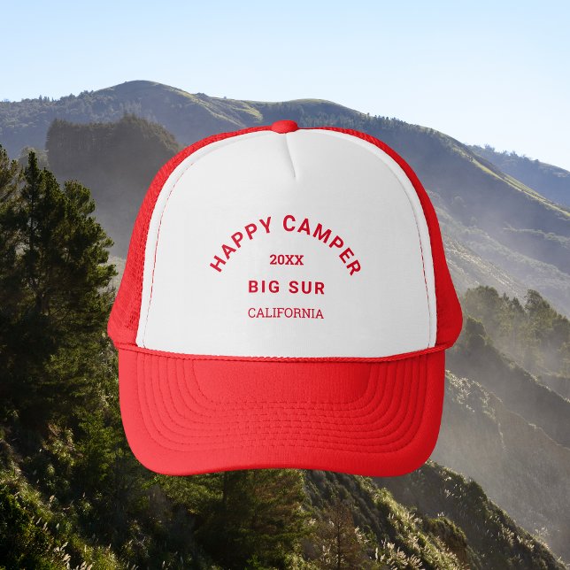 Casquette Retro Red Happy Camper Camper Crest (Créateur téléchargé)