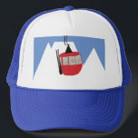 Casquette Retro Ski Ascenseur Ski Montagne des neiges Illust<br><div class="desc">Un cadeau sur le thème du ski moderne pour lui et elle. Motif d'illustration de télécabine retro pour skieur. Ski décoration et cadeaux de maison à thème.</div>