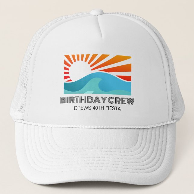 Casquette Retro Sunset 30th 40th 50th 60 Birthday Crew Squad (Devant)