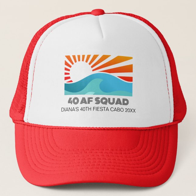 Casquette Retro Sunset Beach 40th AF Birthday Crew Squad (Devant)