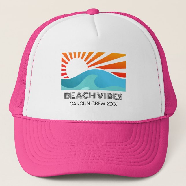 Casquette Retro Sunset Beach Vibes Vacances Été Voyage de fi (Devant)