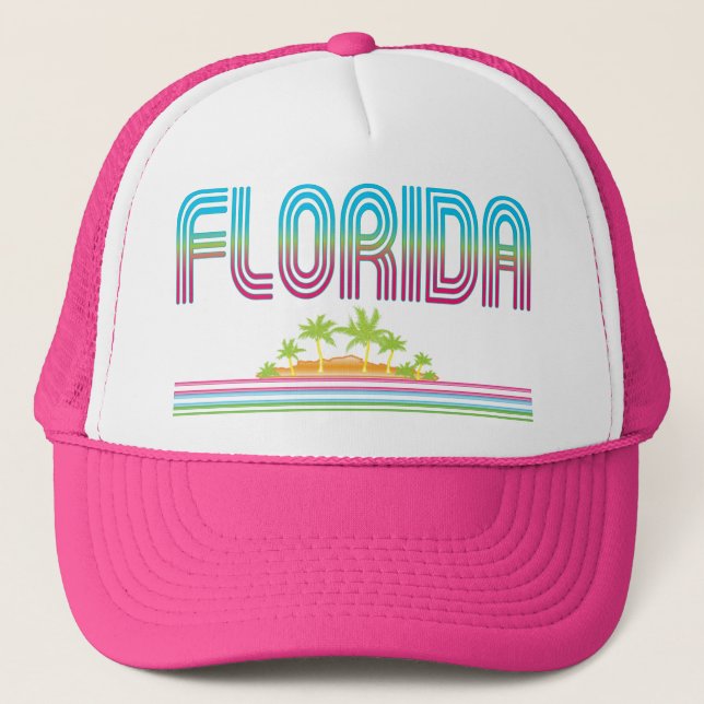 Casquette Rétros palmiers au néon de la FLORIDE (Devant)