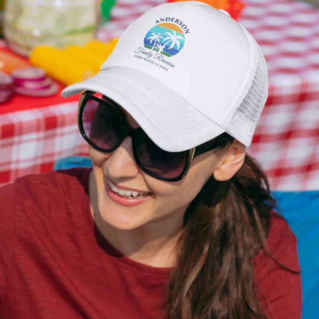 Casquette Réunion en famille Summer Beach Palm Trees (Several colors to choose from.)