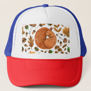 Casquette Rêves d'automne : Aquarelle écureuil paradis