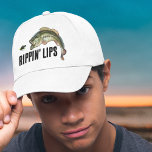Casquette Rippin' Lièvres Basse à grande bouche Pêche Trucke<br><div class="desc">Basse à grande bouche saut pour leurres de pêche avec le texte "Rippin' Lips". Parfait pour le pêcheur de basse!</div>