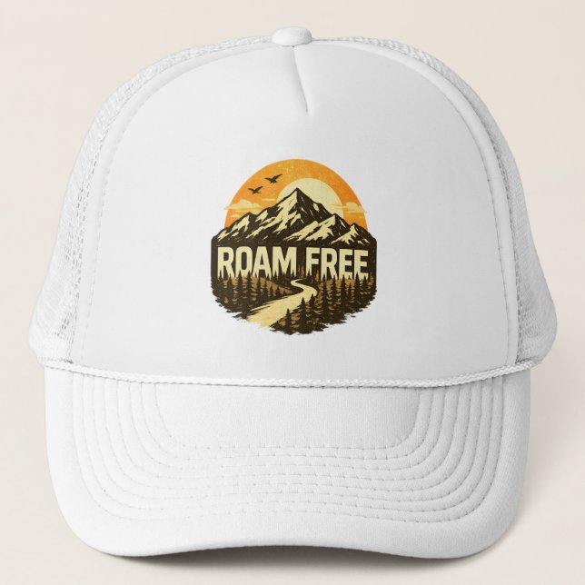 Casquette Roam Free Vintage Mountain Adventure Outdoor (Devant)