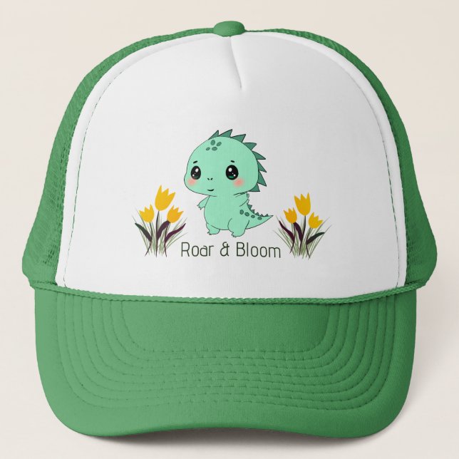 Casquette Roar & Bloom Dinosaur Vert Mignon (Devant)