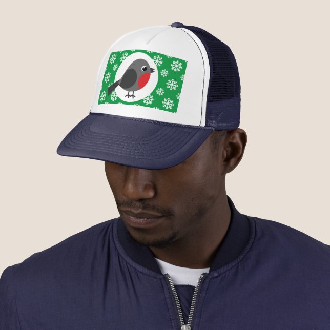 Casquette Robin de dessin mignon avec les flocons de neige (En situation)