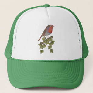 Casquette Robin perché sur une feuille de lierre