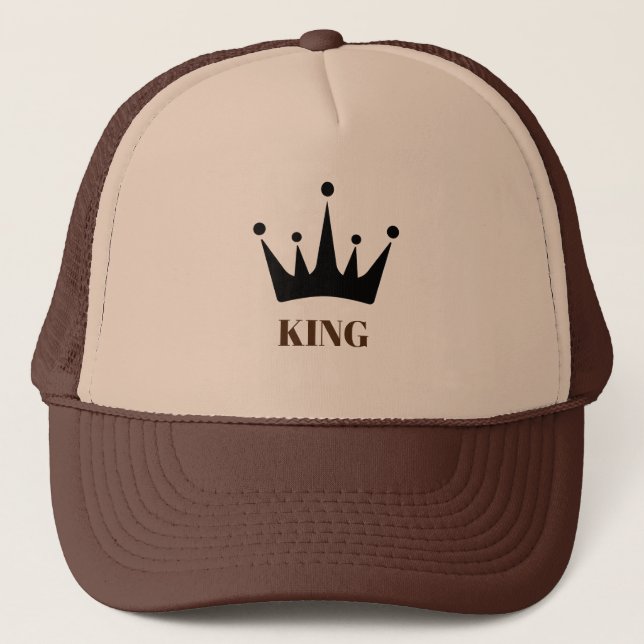 Casquette Roi bronzé et marron texte et image de couronne (Devant)