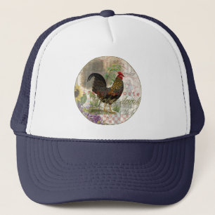 Casquette Rooster vintage Français Collage Ferme Animaux dom