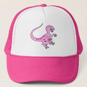 Casquette Rose au néon vintage de velociraptor