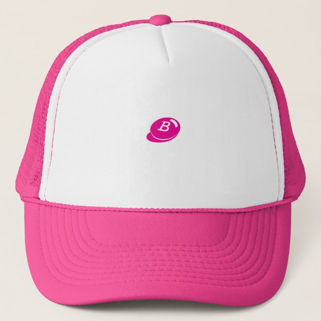 Casquette Rose blanc et chaud avec lettre "B" Stylo mignonne (Devant)