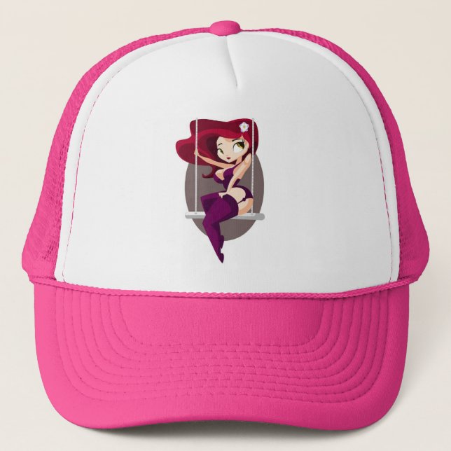 Casquette rose de camionneur de Jasinda (Devant)