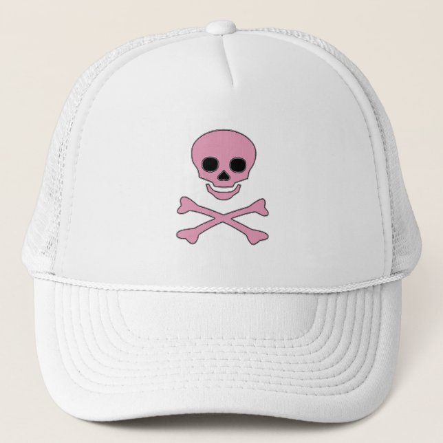 Casquette rose de pirate de jolly roger (Devant)