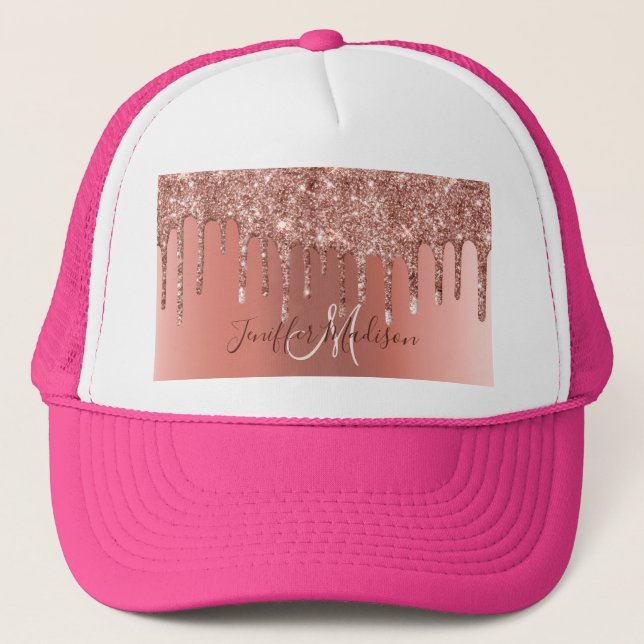 Casquette Rose Gold Glitter Drips (Devant)
