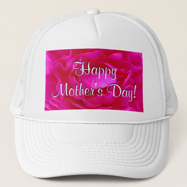 Casquette Rose heureux de rose du jour de mère (Devant)