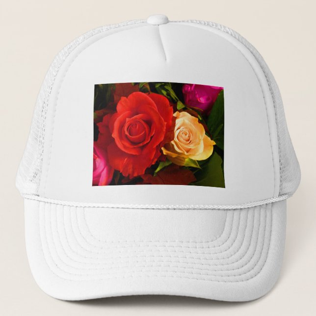 Casquette Rose jaune rouge (Devant)