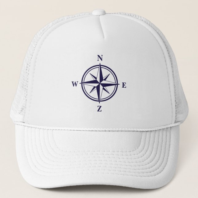 Casquette Rose nautique boussole étoile marine navigation bl (Devant)