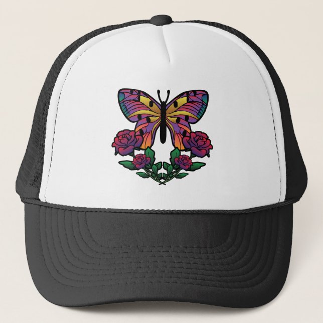 Casquette Rose papillon (Devant)