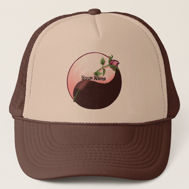Casquette Rose rouge yin yang (Devant)
