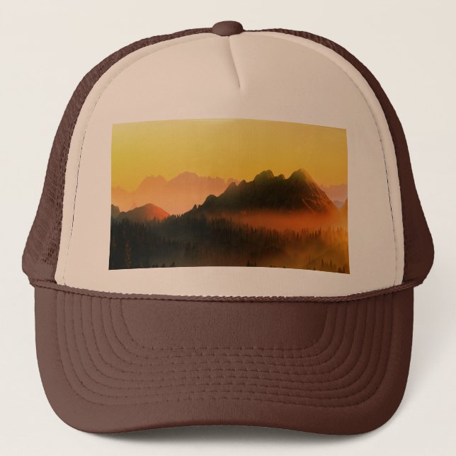 CASQUETTE  ROSÉE DU MATIN FORÊT MONTAGNES   (Devant)
