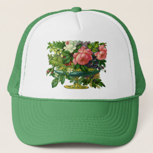 Casquette Roses roses vintage, Vase de fleurs