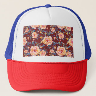Casquette Roses, sans soudure, motif arrière - plan rouge