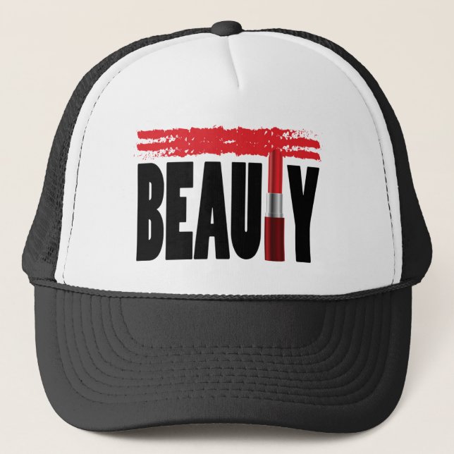 Casquette Rouge à lèvres de typographie de beauté (Devant)