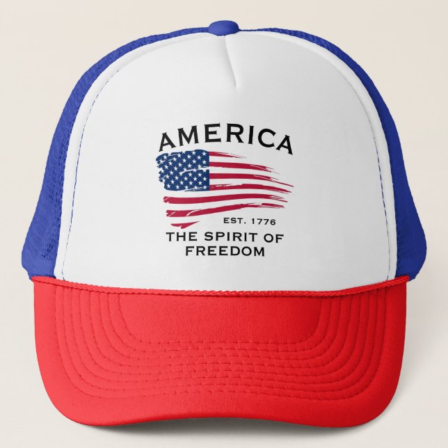 Casquette Rouge Blanc Bleu Rayures Étoiles Drapeau Américain (Devant)