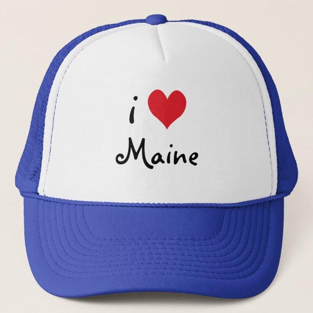 Casquette Rouge blanc et bleu I Love Maine (Devant)