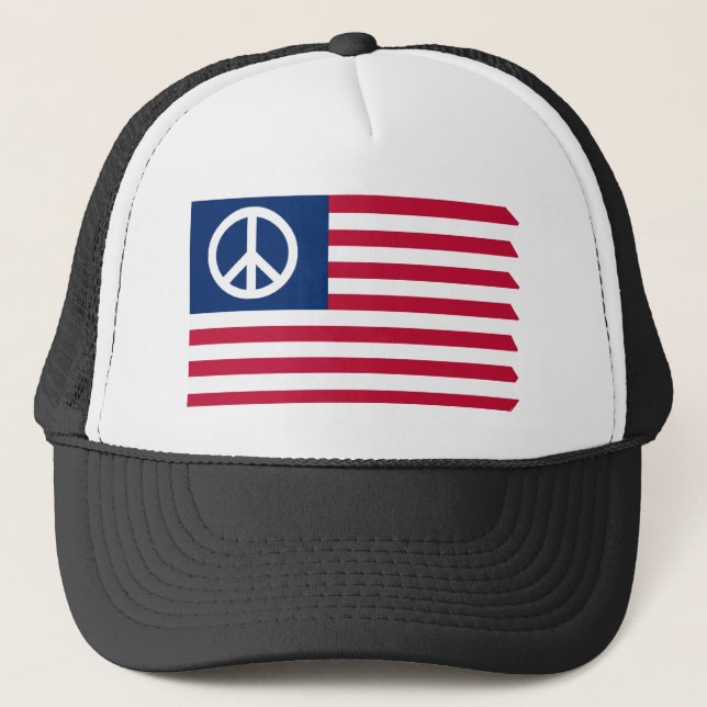 Casquette Rouge Blanc et Paix Patriotique Drapeau  (Devant)