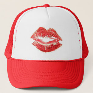 Casquette rouge de lèvres de baiser de rouge à