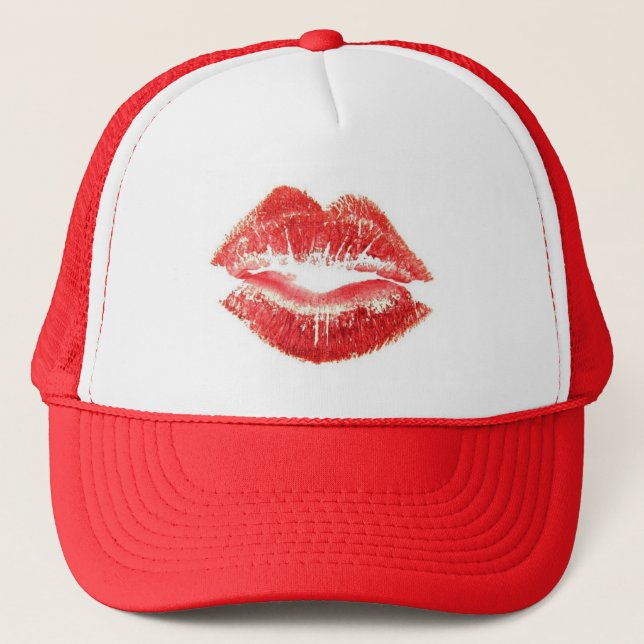 Casquette rouge de lèvres de baiser de rouge à (Devant)