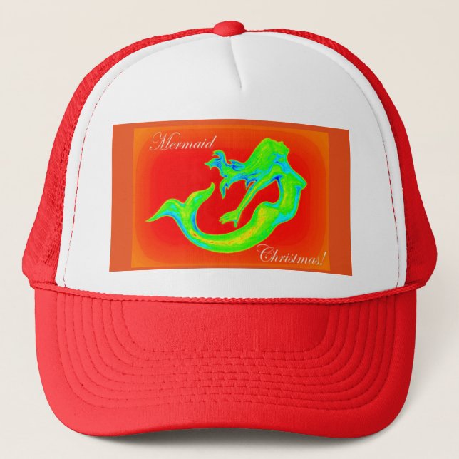 Casquette rouge de Noël de sirène (Devant)