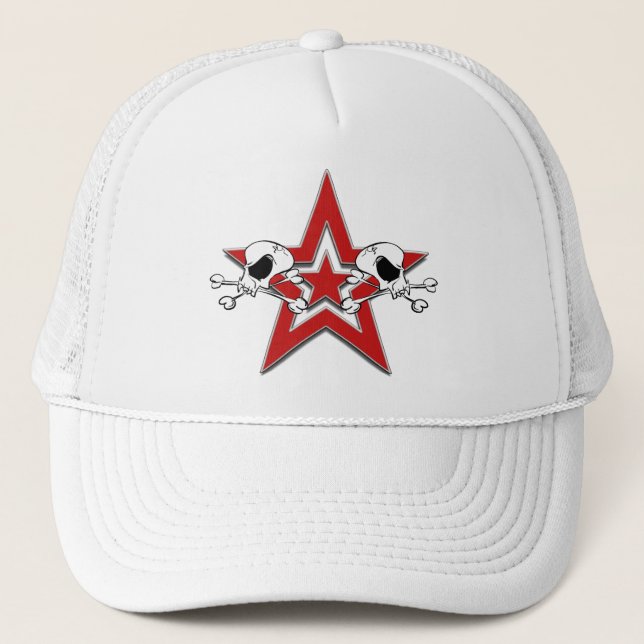 Casquette rouge d'étoile de crânes (Devant)