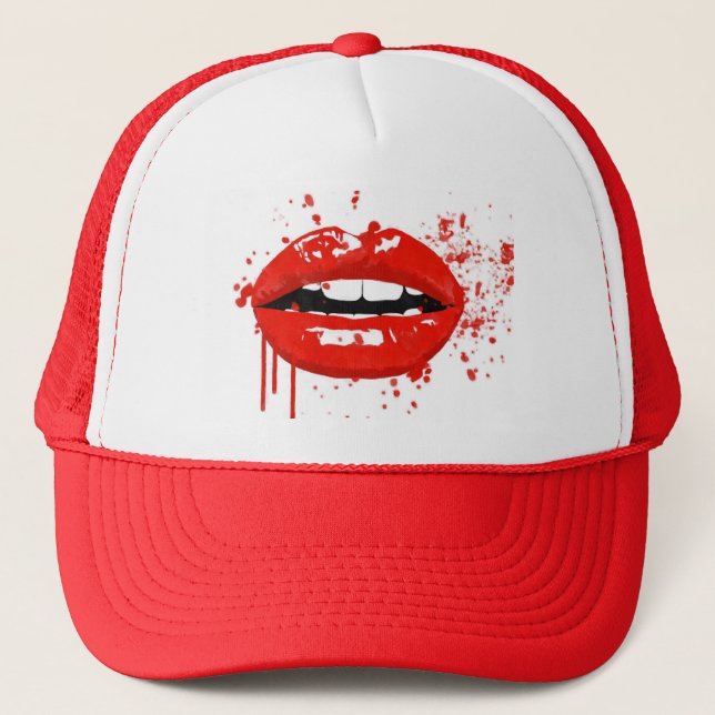 Casquette Rouge lèvres baiser beauté maquillage mode (Devant)
