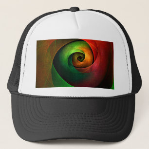 Casquette Rouge Vert Floral Moderne Art Abstrait Motif #21