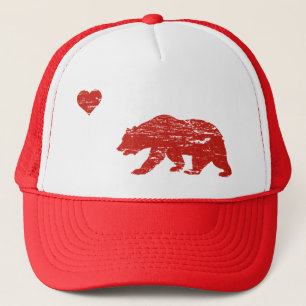 Casquette rouge vintage de camionneur d'amour de