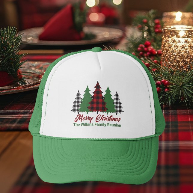 Casquette Rouges Rustiques Plaid Joyeux Arbres de Noël Perso (Créateur téléchargé)