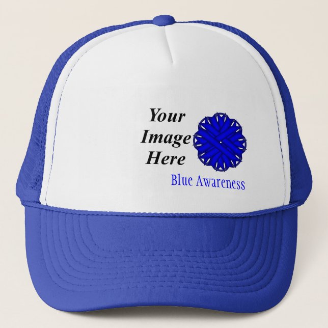 Casquette Ruban de fleurs bleues Modèle par Kenneth Yoncich (Devant)