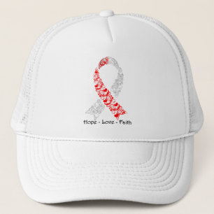 Casquette Ruban de sensibilisation à l'espoir rouge et blanc
