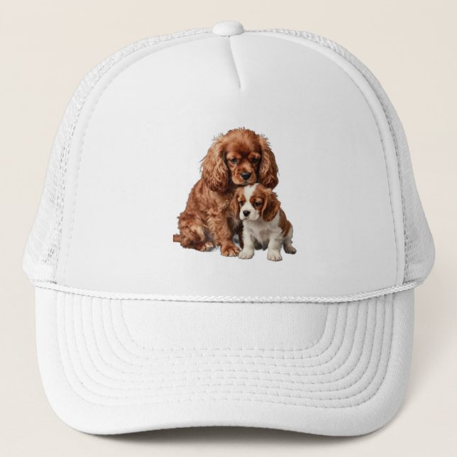 Casquette Ruby Cavalier Spaniel et son chiot Blenheim (Devant)