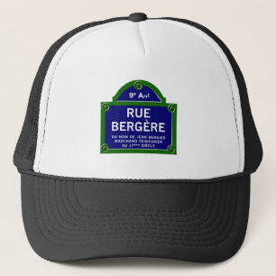 Casquette Rue Bergere, plaque de rue de Paris